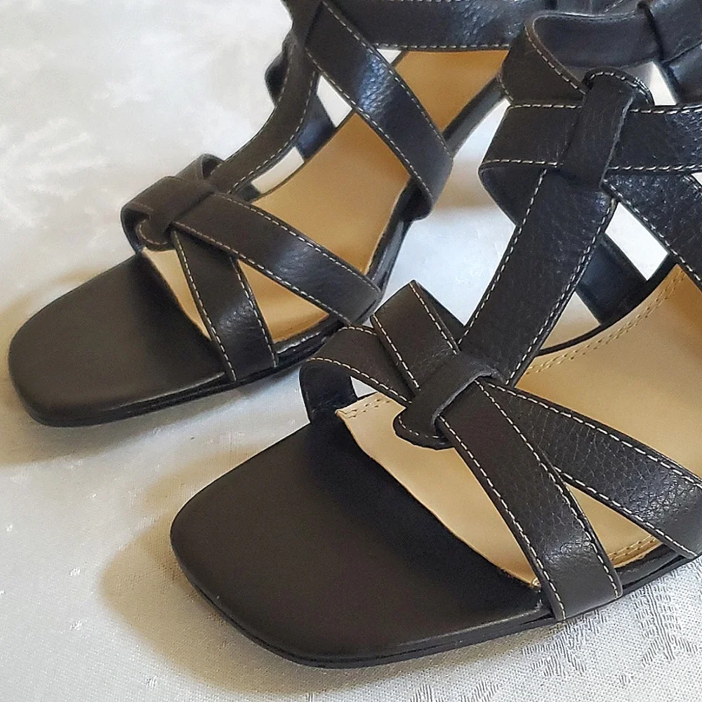 Liz Claiborne Kelly Flex Leather Upper Strappy Buckle Heels Women's Size 10M - Picture 4 of 12